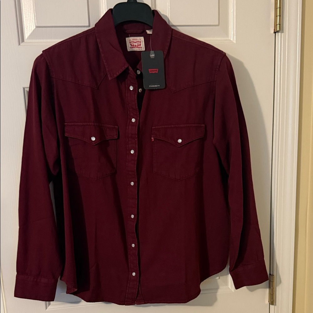 Burgundy Levi's Western Button Down Shirt size XXL